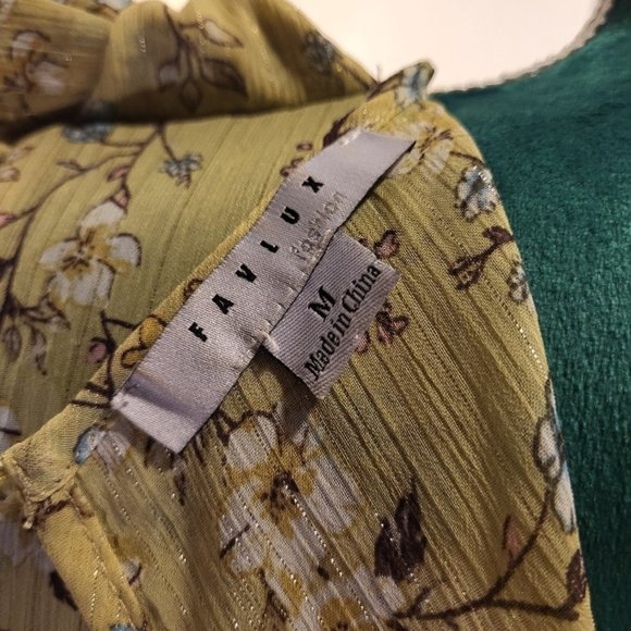 💚💛Favlux Puff Sleeved Ruffle Sage Mini Dress- Medium - Picture 11 of 12